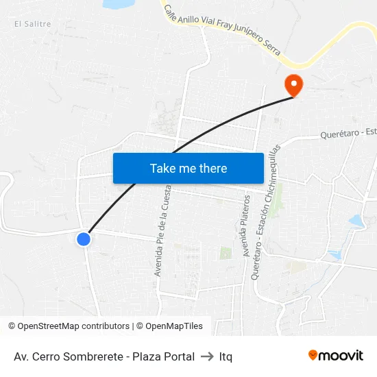Av. Cerro Sombrerete - Plaza Portal to Itq map