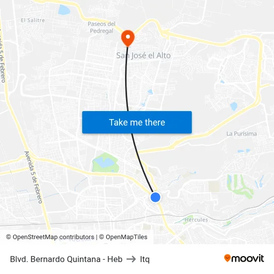 Blvd. Bernardo Quintana - Heb to Itq map