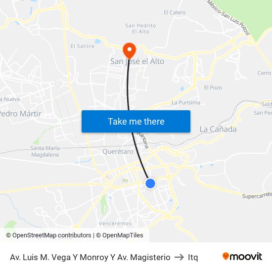 Av. Luis M. Vega Y Monroy Y Av. Magisterio to Itq map