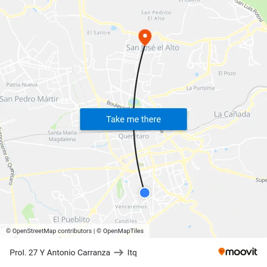 Calle 27 - Calle 13 to Itq map