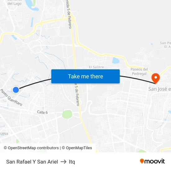 San Rafael Y San Ariel to Itq map