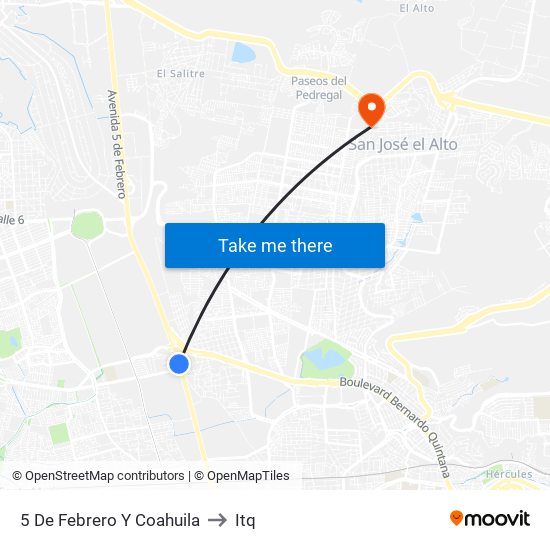 5 De Febrero Y Coahuila to Itq map