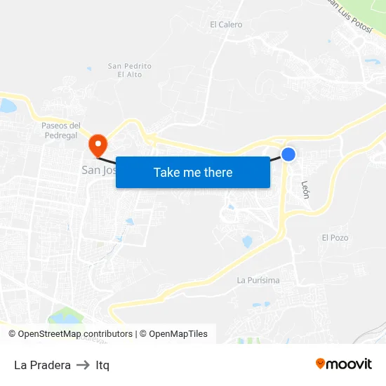 La Pradera to Itq map