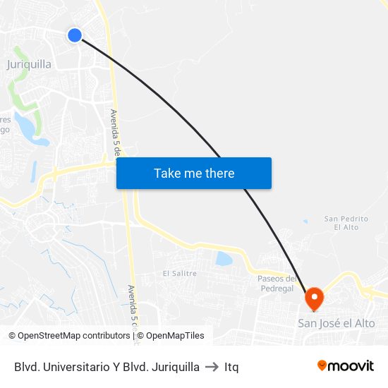 Blvd. Universitario Y Blvd. Juriquilla to Itq map