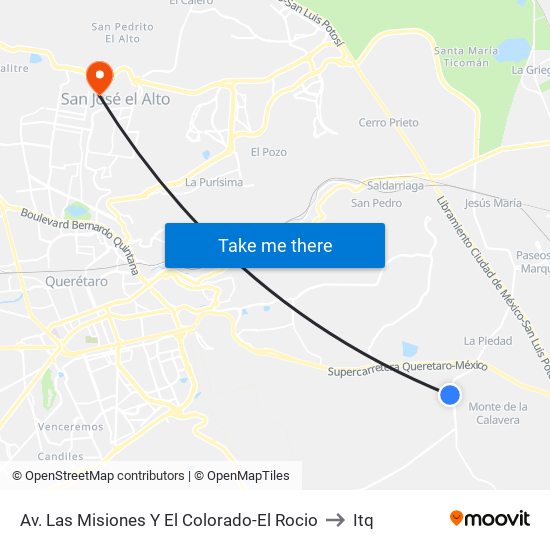 Av. Las Misiones Y El Colorado-El Rocio to Itq map