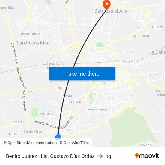 Benito Juárez - Lic. Gustavo Díaz Ordaz to Itq map