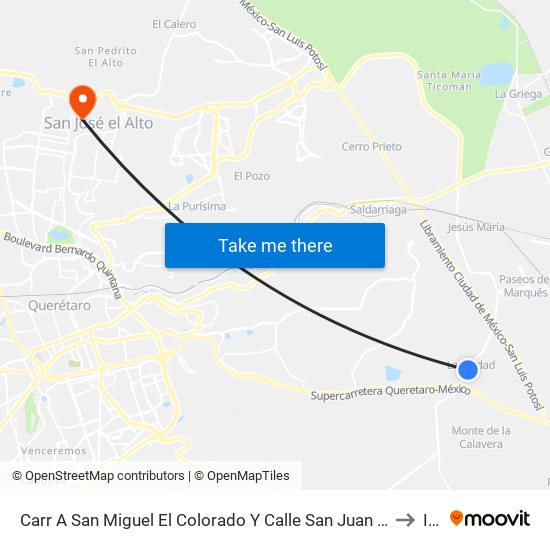 Carr A San Miguel El Colorado Y Calle San Juan Del Río to Itq map