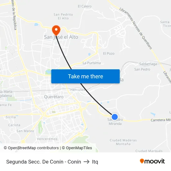 Segunda Secc. De Conín - Conín to Itq map
