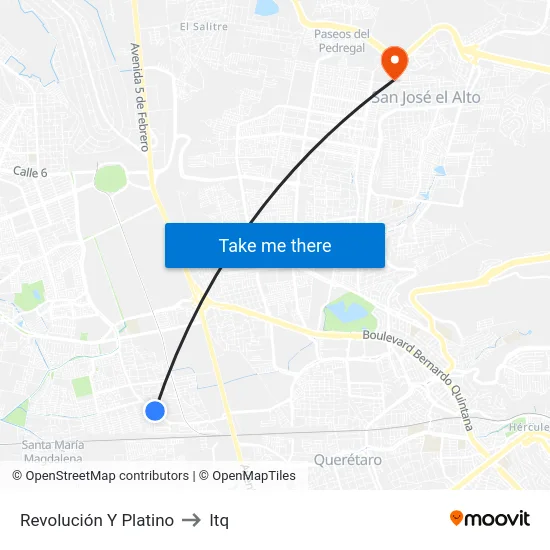 Revolución Y Platino to Itq map