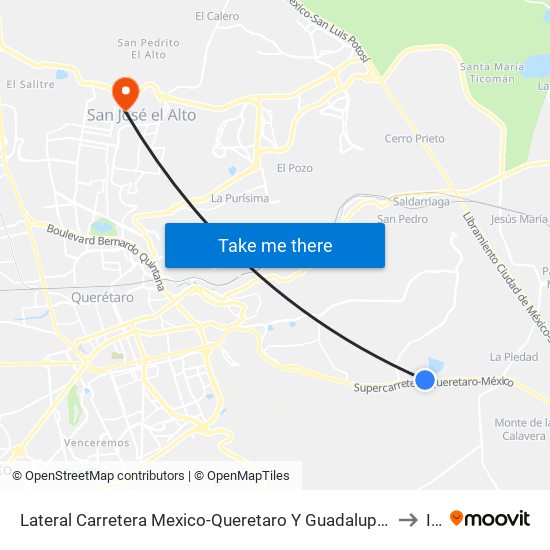 Lateral Carretera Mexico-Queretaro Y Guadalupe Ramirez Alvarez to Itq map