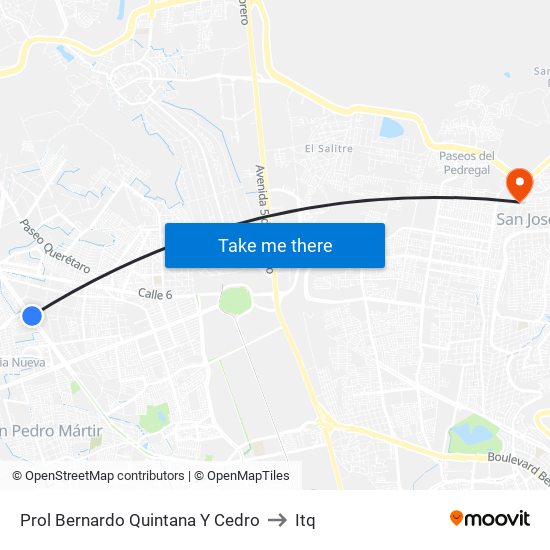 Prol Bernardo Quintana Y Cedro to Itq map