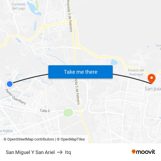 San Miguel Y San Ariel to Itq map