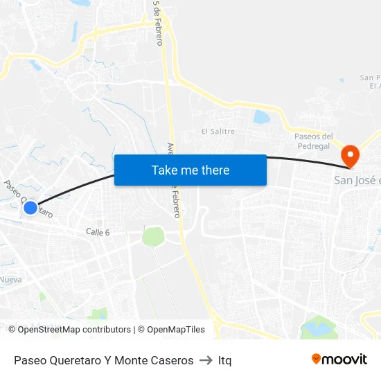 Paseo Queretaro Y Monte Caseros to Itq map