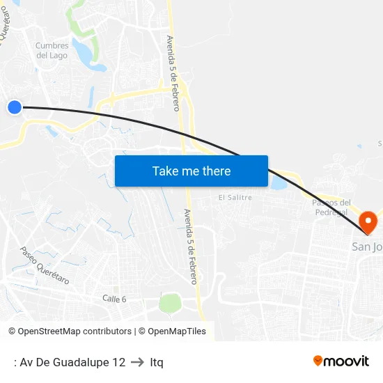 : Av De Guadalupe 12 to Itq map