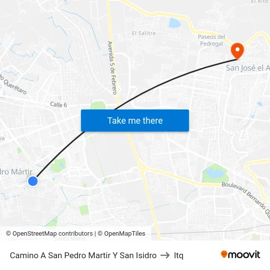 Camino A San Pedro Martir Y San Isidro to Itq map