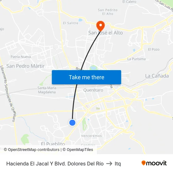 Blvd. Hacienda Del Jacal - Blvd. Dolores Del Río to Itq map