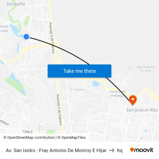 Av. San Isidro - Fray Antonio De Monroy E Hijar to Itq map
