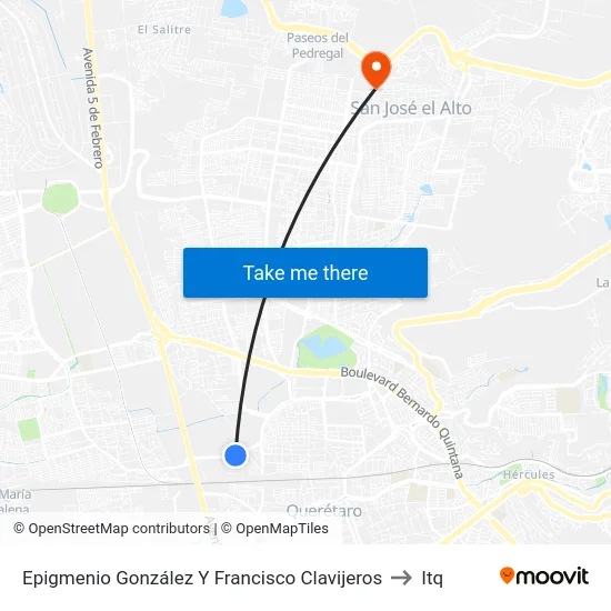 Epigmenio González Y Francisco Clavijeros to Itq map