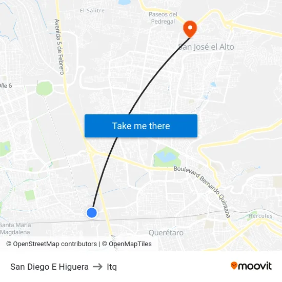 San Diego E Higuera to Itq map
