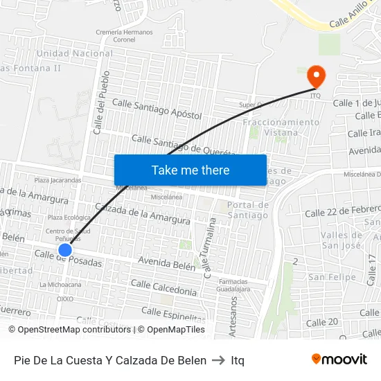 Pie De La Cuesta Y Calzada De Belen to Itq map