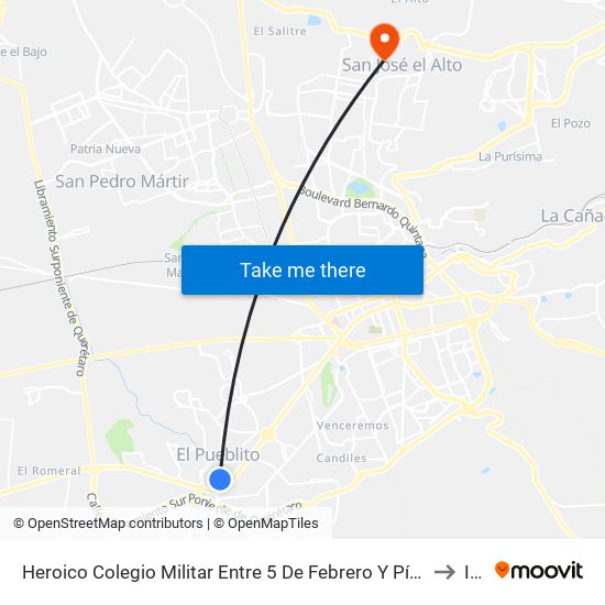 Heroico Colegio Militar Entre 5 De Febrero Y Pípila to Itq map