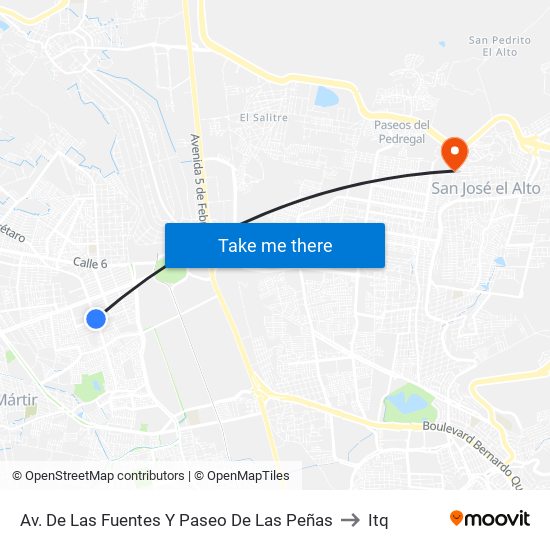 Av. De Las Fuentes Y Paseo De Las Peñas to Itq map