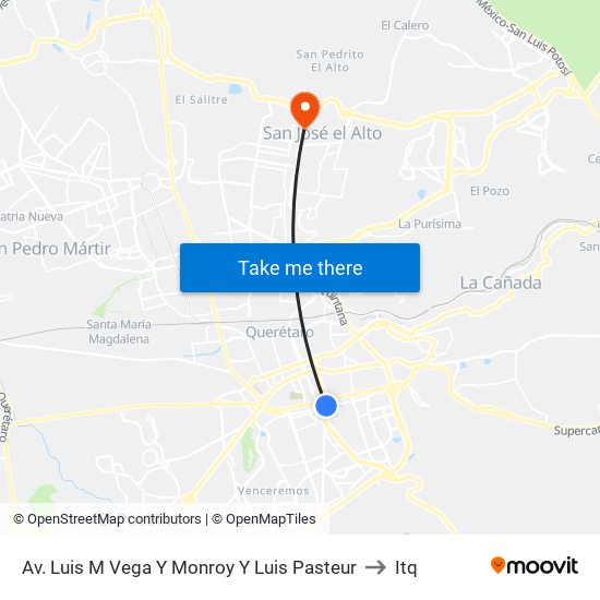 Av. Luis M Vega Y Monroy Y Luis Pasteur to Itq map