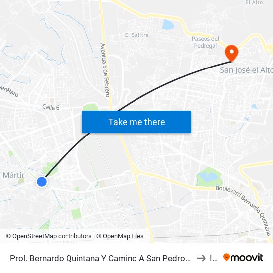 Prol. Bernardo Quintana Y Camino A San Pedro Martir to Itq map