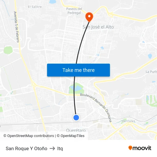 San Roque Y Otoño to Itq map