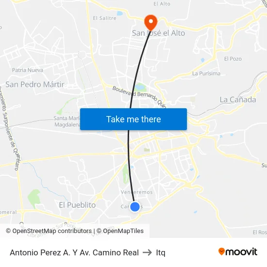 Antonio Perez A. Y Av. Camino Real to Itq map