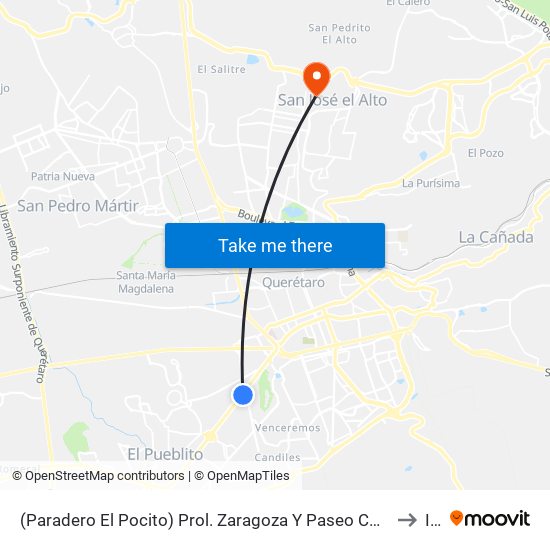 (Paradero El Pocito) Prol. Zaragoza Y Paseo Constituyentes to Itq map