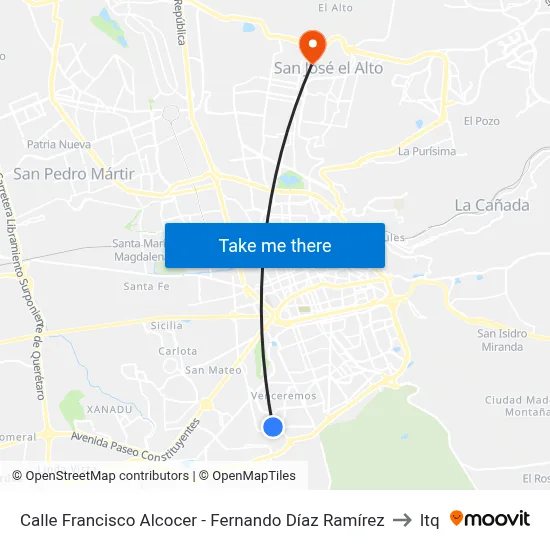Calle Francisco Alcocer - Fernando Díaz Ramírez to Itq map