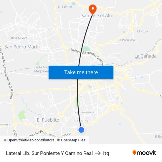 Lateral Lib. Sur Poniente Y Camino Real to Itq map