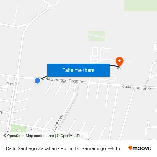 Calle Santiago Zacatlán - Portal De Samaniego to Itq map