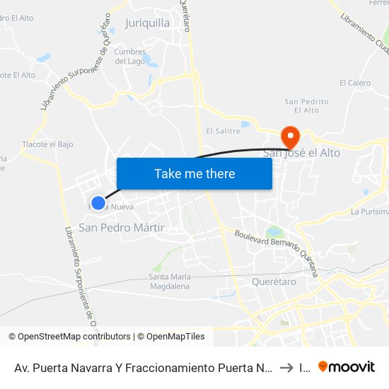 Av. Puerta Navarra Y Fraccionamiento Puerta Navarra to Itq map