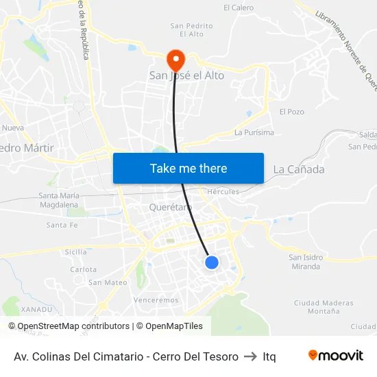Av. Colinas Del Cimatario - Cerro Del Tesoro to Itq map
