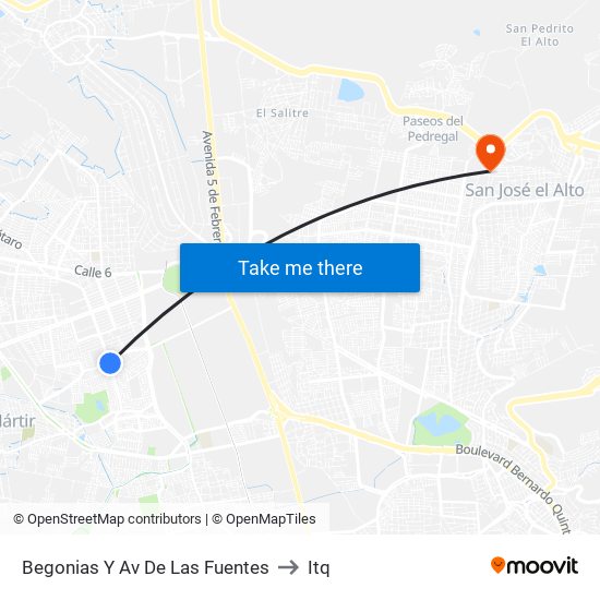 Begonias Y Av De Las Fuentes to Itq map