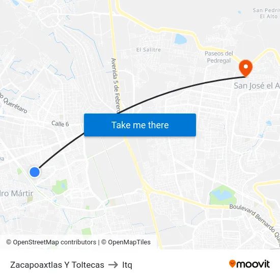 Zacapoaxtlas Y Toltecas to Itq map