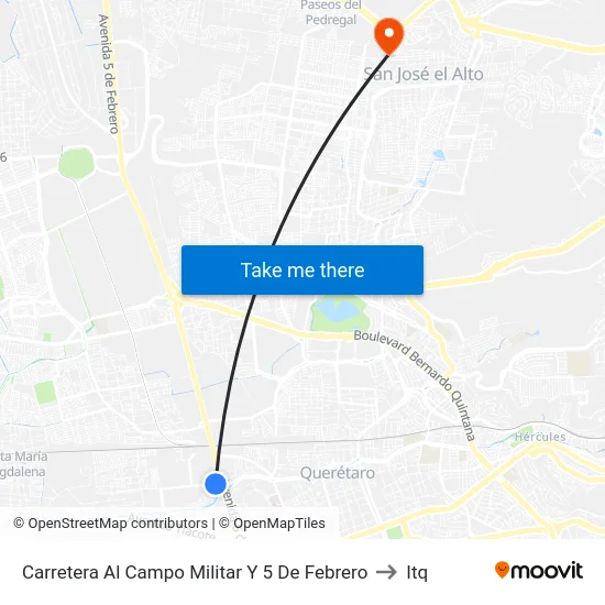 Carretera Al Campo Militar Y 5 De Febrero to Itq map