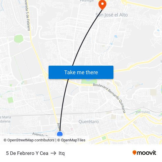 5 De Febrero Y Cea to Itq map