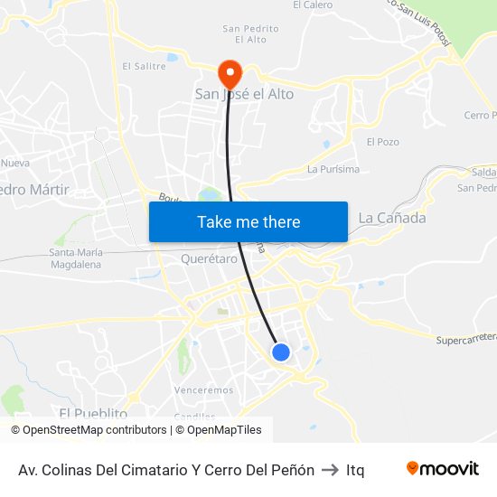 Av. Colinas Del Cimatario Y Cerro Del Peñón to Itq map