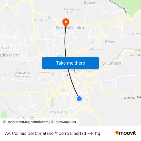 Av. Colinas Del  Cimatario Y Cerro Libertad to Itq map