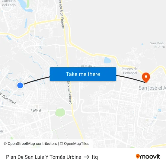 Plan De San Luis Y Tomás Urbina to Itq map