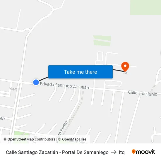 Calle Santiago Zacatlán - Portal De Samaniego to Itq map