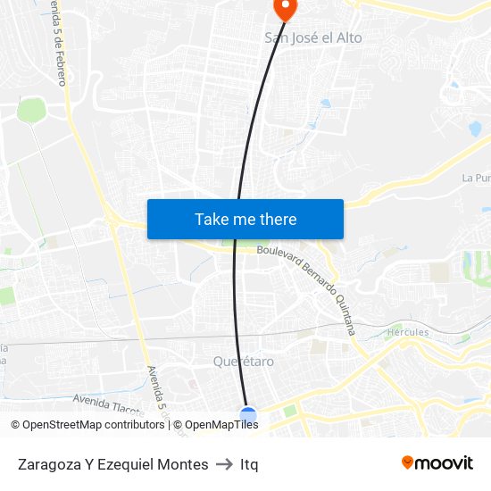 Zaragoza Y Ezequiel Montes to Itq map