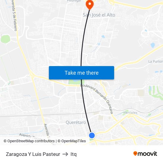 Zaragoza Y Luis Pasteur to Itq map