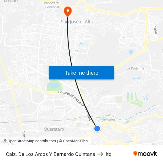 Calz. De Los Arcos Y Bernardo Quintana to Itq map