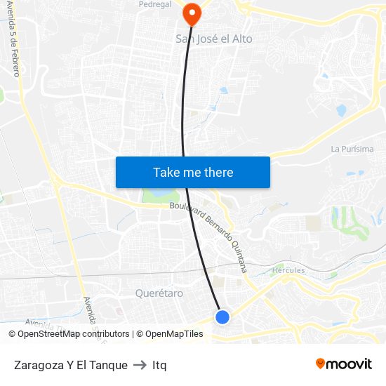 Zaragoza Y El Tanque to Itq map