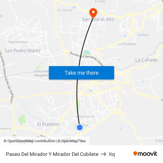 Paseo Del Mirador Y Mirador Del Cubilete to Itq map