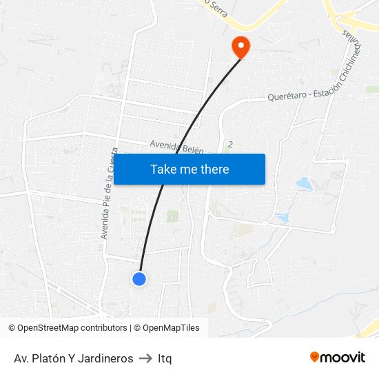 Av. Platón Y Jardineros to Itq map